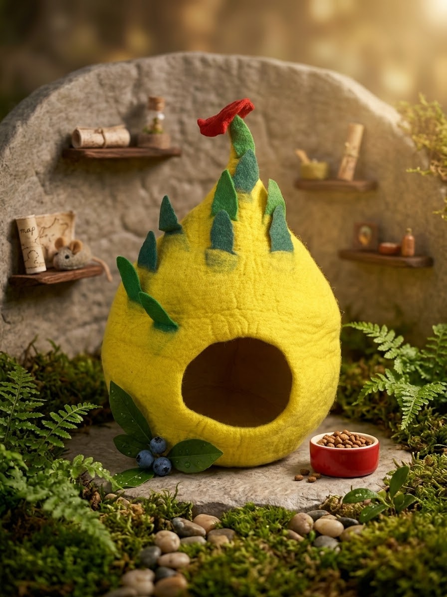 Dragon Fruit Felt Cat Cave