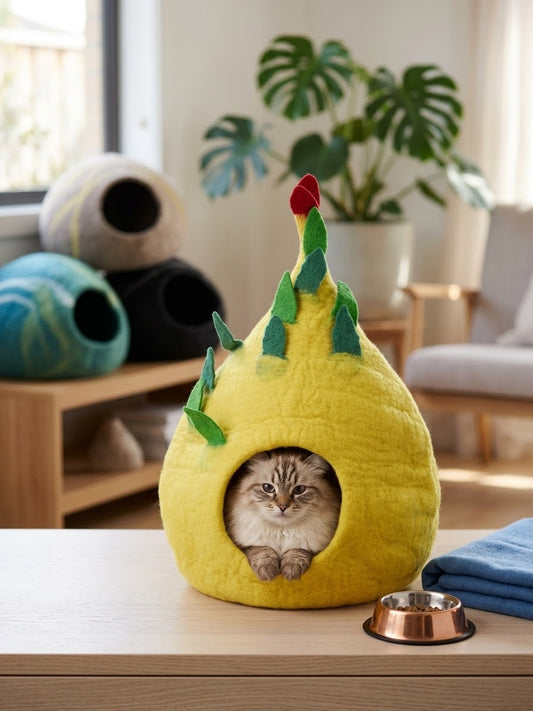 Dragon Fruit Felt Cat Cave