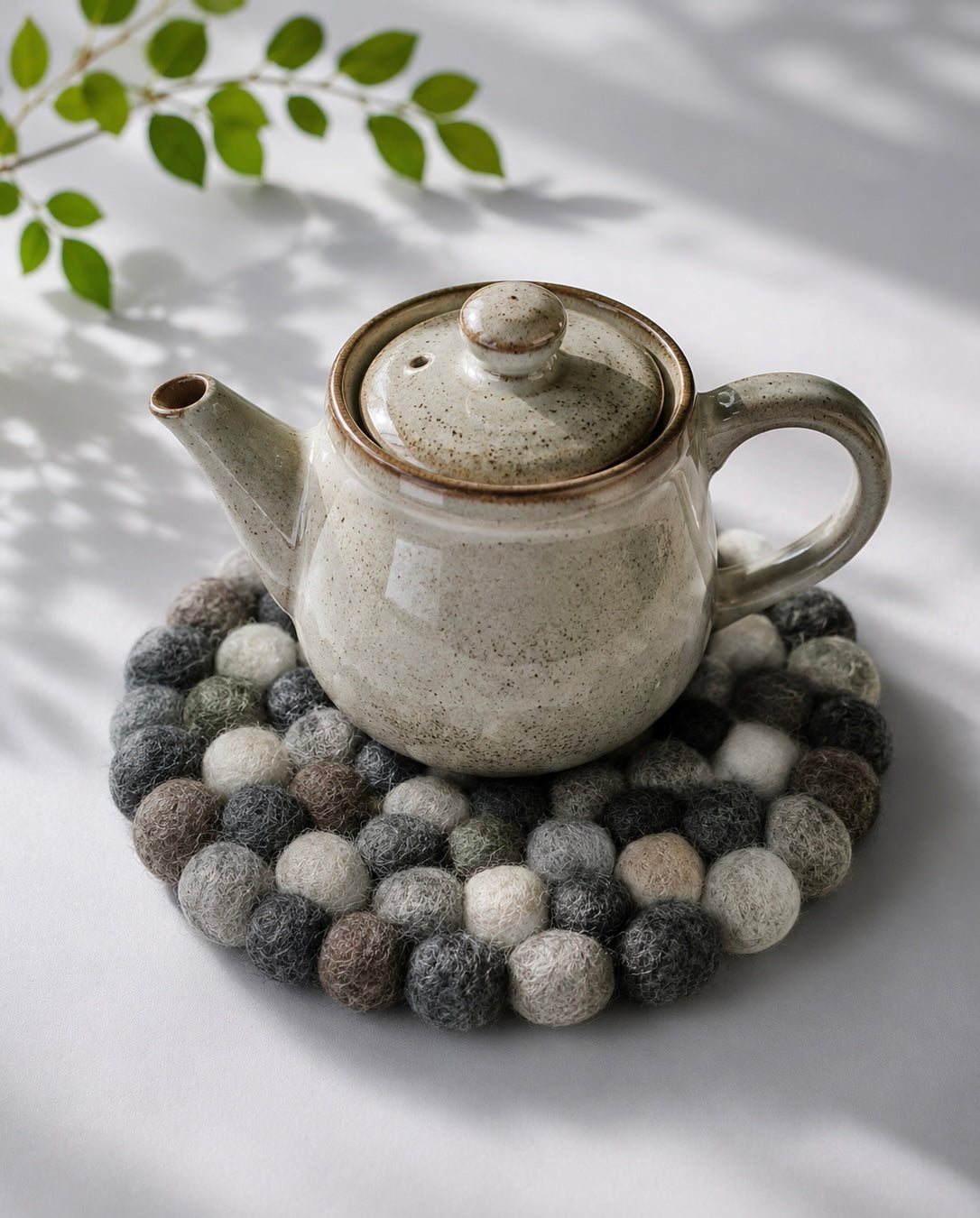 Natural Felt Ball Trivet & Placemat – 20cm (Neutral Mix)