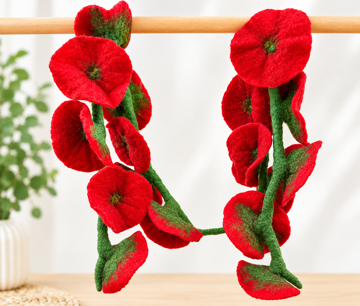 Large Felt 12cm Flower Garland | Handmade Wool Felt Floral Garland – 170 cm