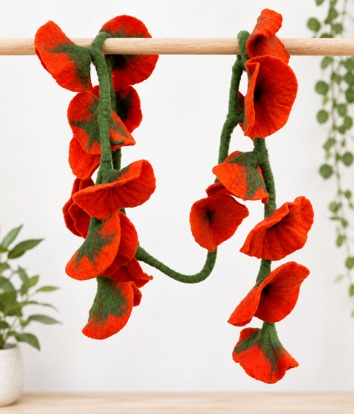 Large Felt 12cm Flower Garland | Handmade Wool Felt Floral Garland – 170 cm