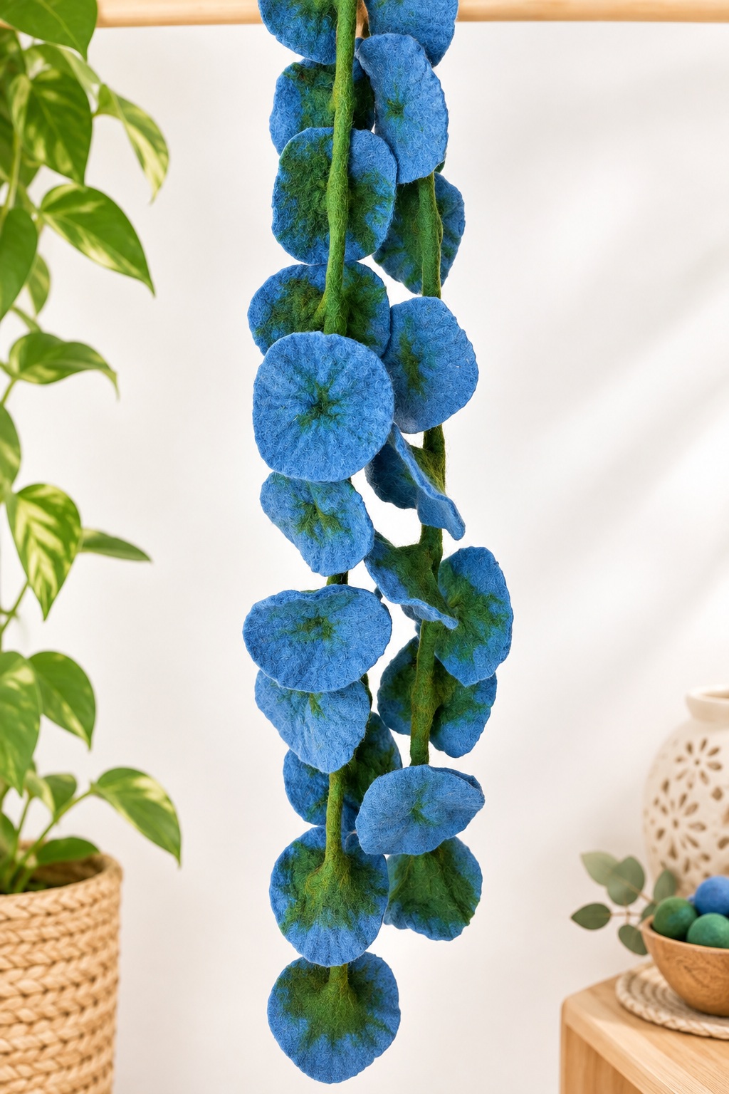 Large Felt 12cm Flower Garland | Handmade Wool Felt Floral Garland – 170 cm