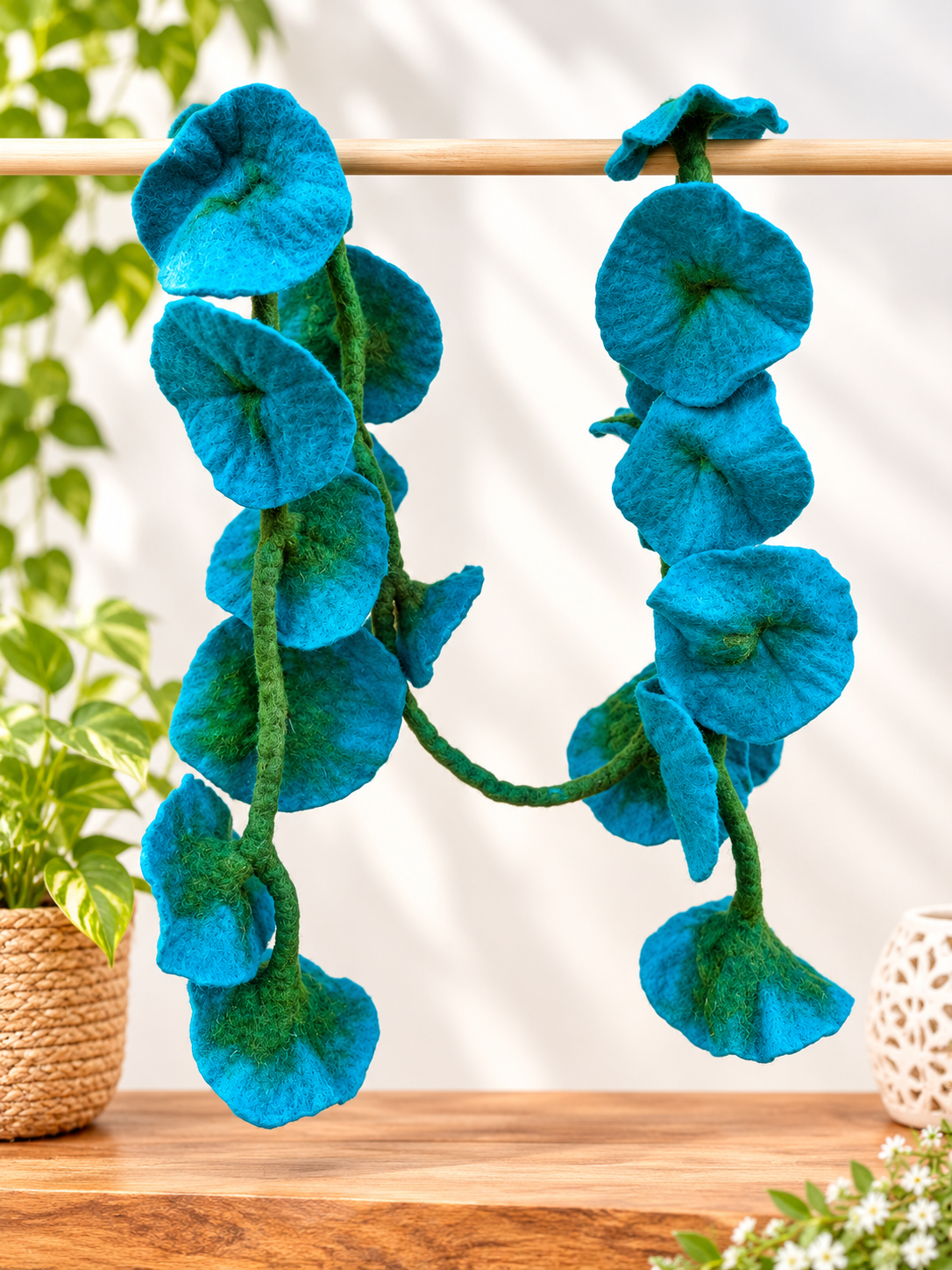 Large Felt 12cm Flower Garland | Handmade Wool Felt Floral Garland – 170 cm